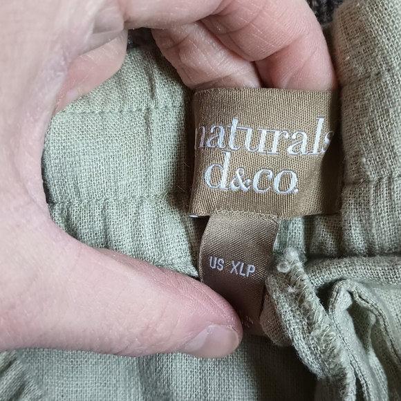 D & CO  Naturals Flax Linen Wide Leg Crop Pants Womens XL Petite Sage Green - Picture 6 of 10
